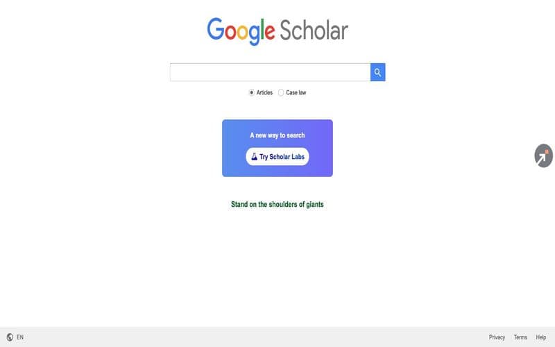 Google Scholar home page